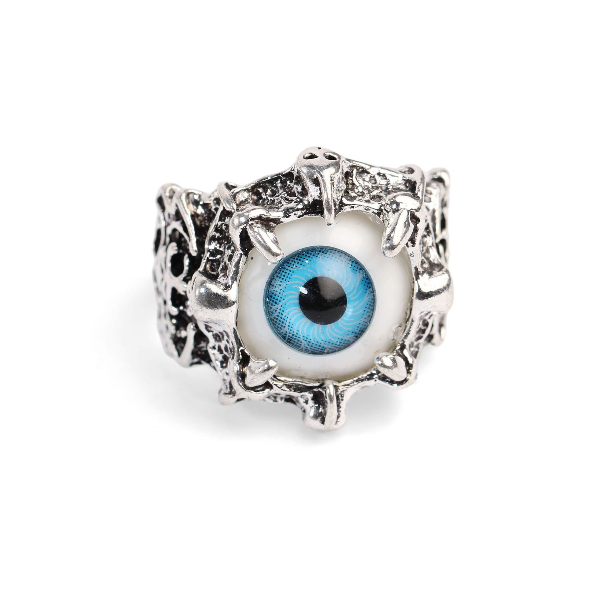 Oxidized Silver Color Evil Eye Chunky Stainless Steel Ring For Men -  Size "10"