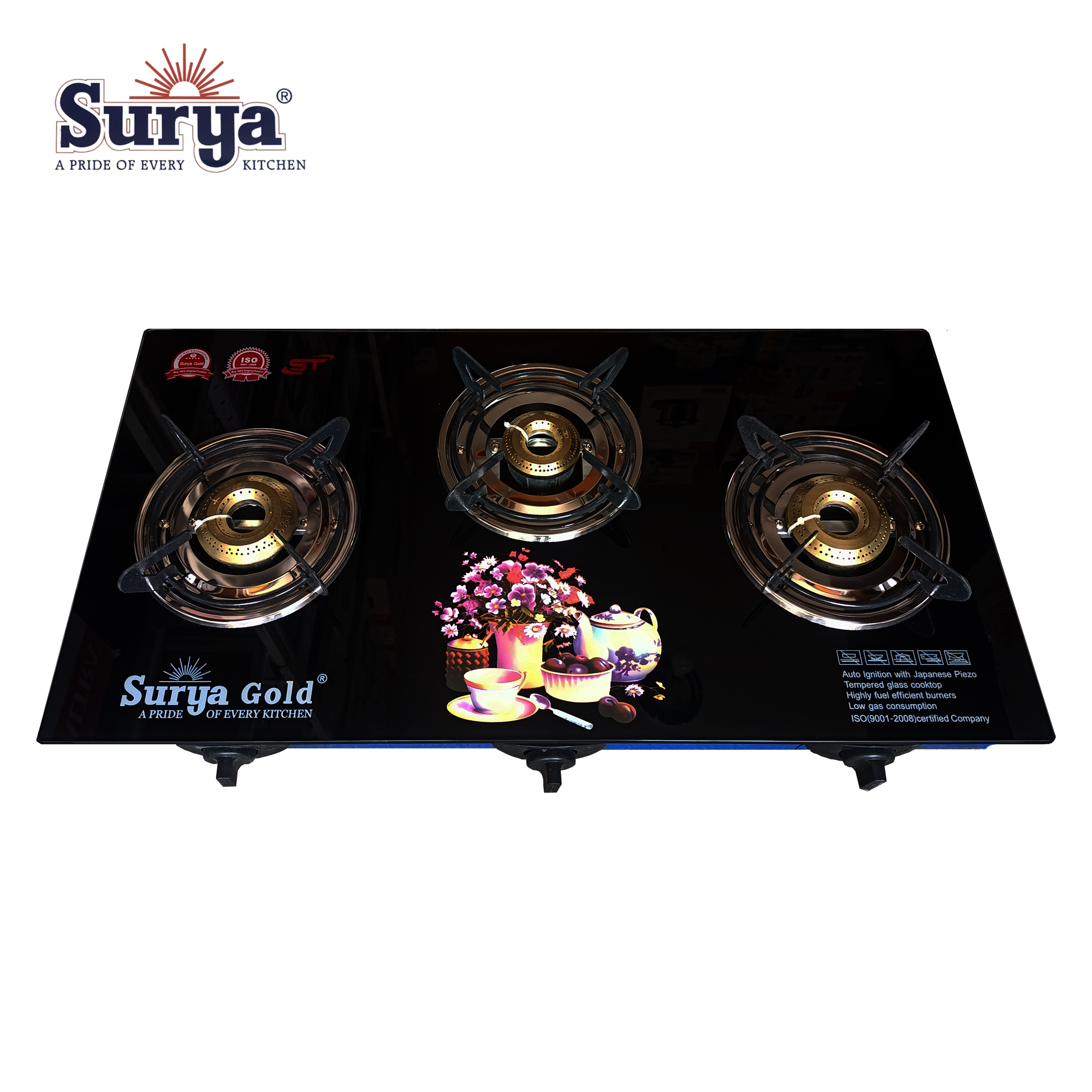 Surya Automatic Gas Stove 3 Burner 1 Year Warranty