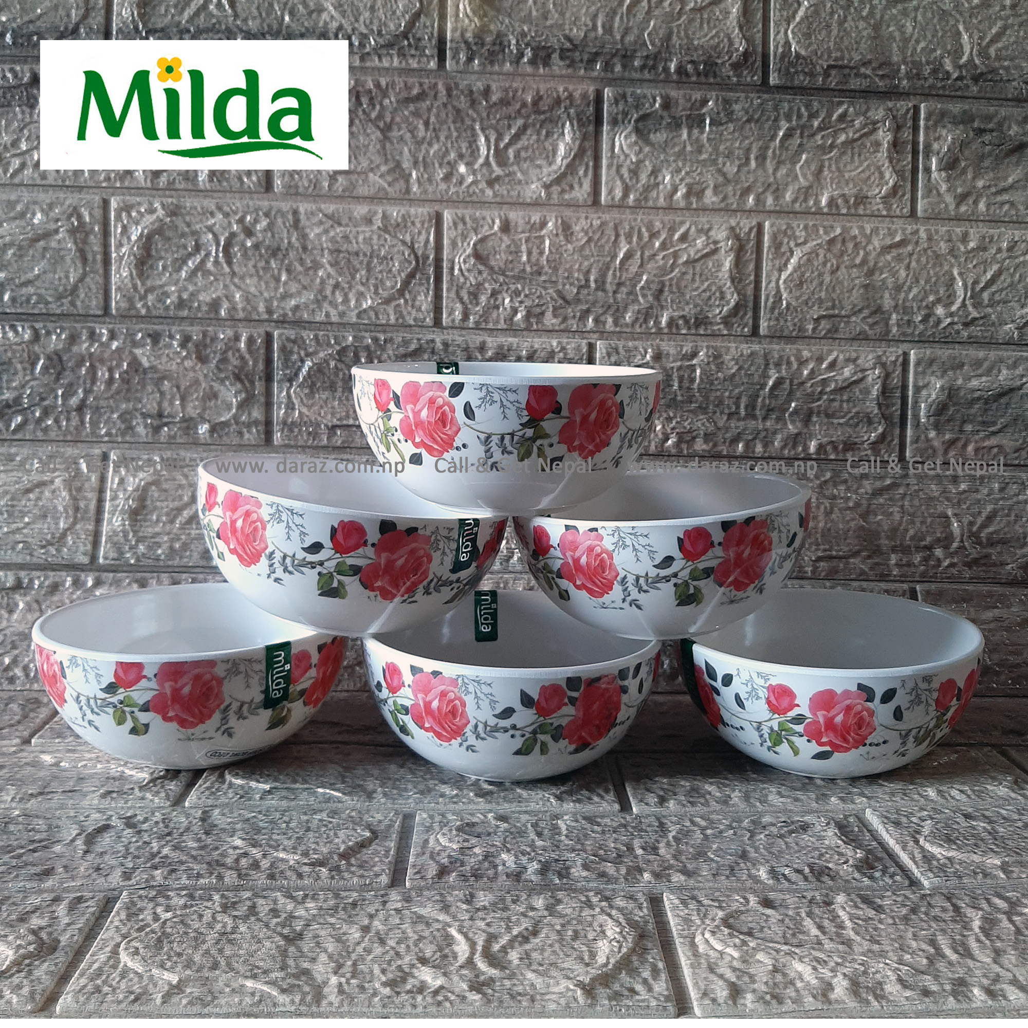 Milda Melamine Bowl 6 inch 6 pcs 750ml