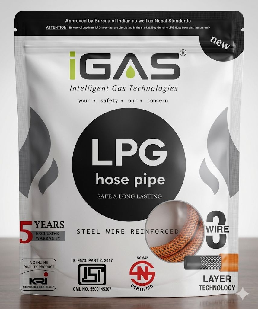 igas Surakshya Gas Pipe Hose 1.9 Meter NS and ISI Certified Made in India