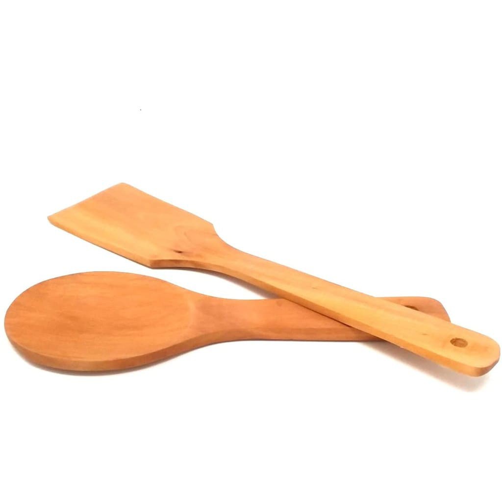 Eco-Friendly Wooden Spatula and Spoon set of 2 - Brown