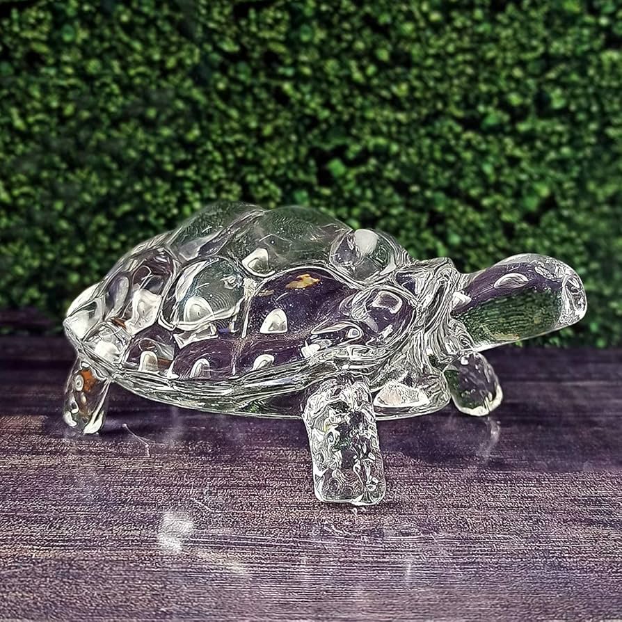 Tortoise for Good Luck for Home - Crystal Tortoise with Plate for Luck - Glass | Kachua Showpiece for Home Decor and Gift
