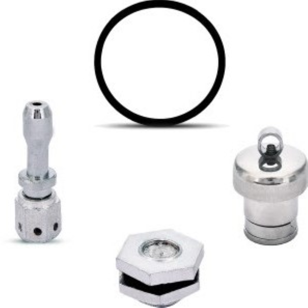 Combo Pack - Pressure Cooker Vent Pipe, Steel Weight Whistle, Silver Safety Valve for All Pressure Cookers 5mm, Gasket 3 Ltr