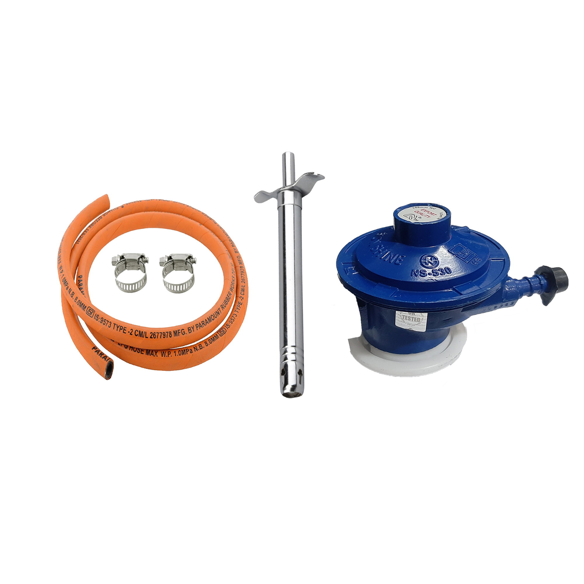Multicolor Gas Regulator, Pipe, Lighter And Clamp Combo Set 
