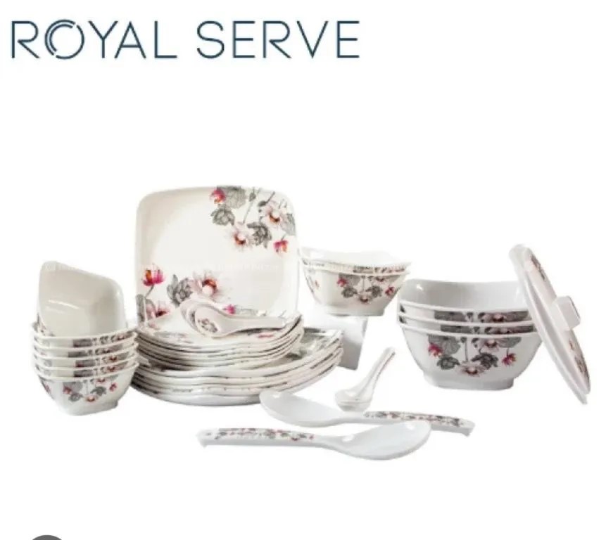 Royal Serve Dinner Set Olga Square Set 100% Melamine 38 pcs