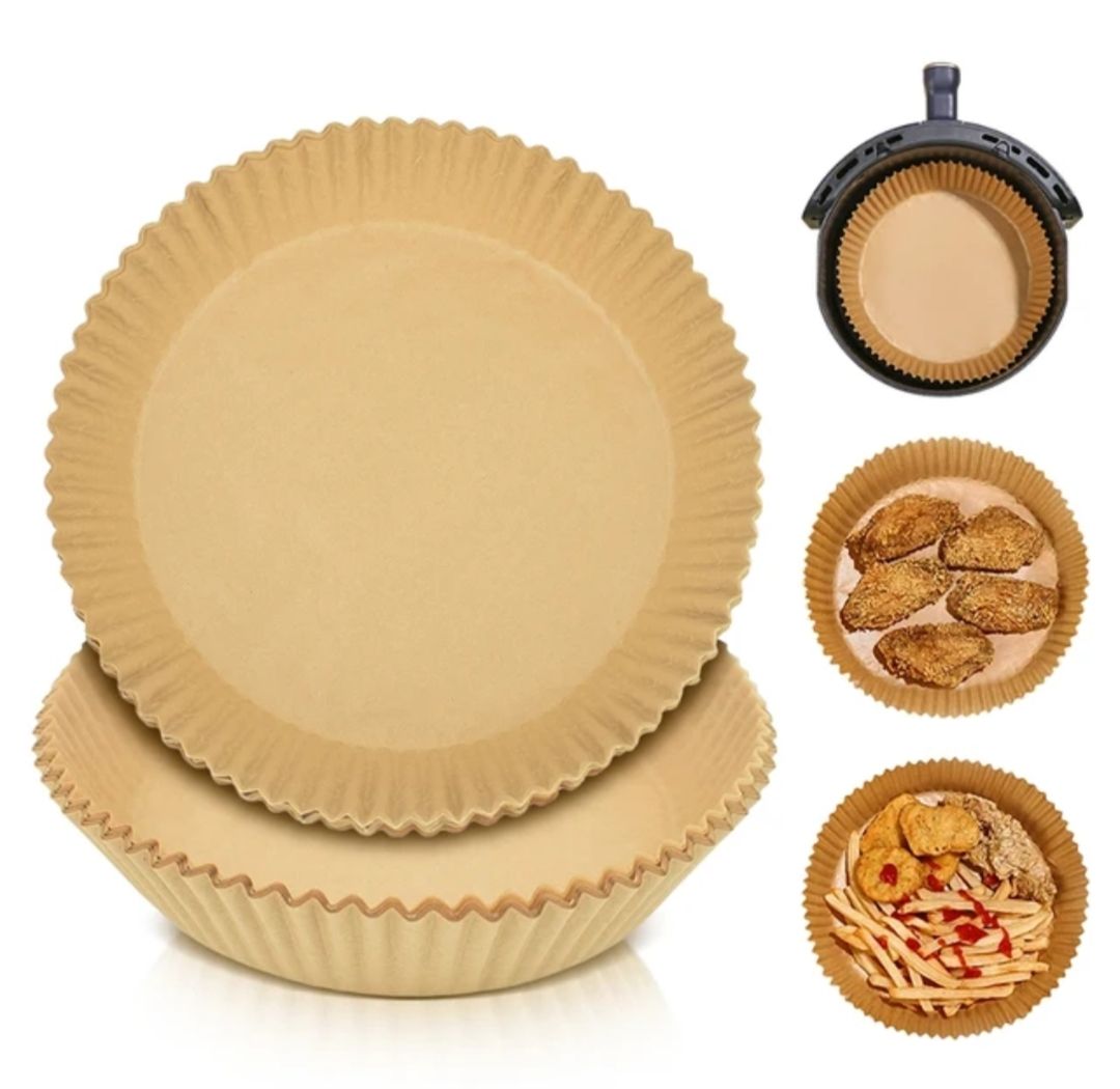 Air Fryer Paper Liner Disposable Paper Tray 50 Pcs - Brown