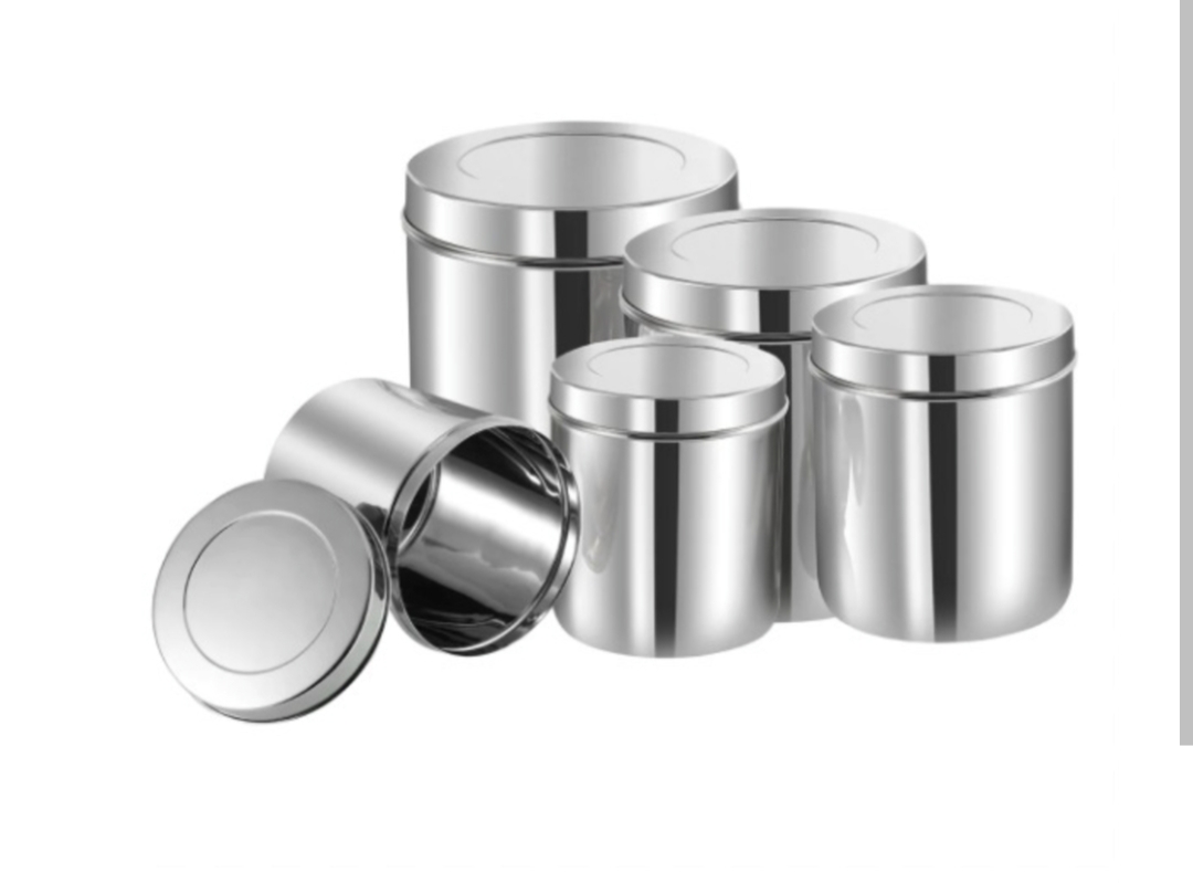 Steel Sugar Tea Pot & Grocery Storage Container Set of 5 - Silver
