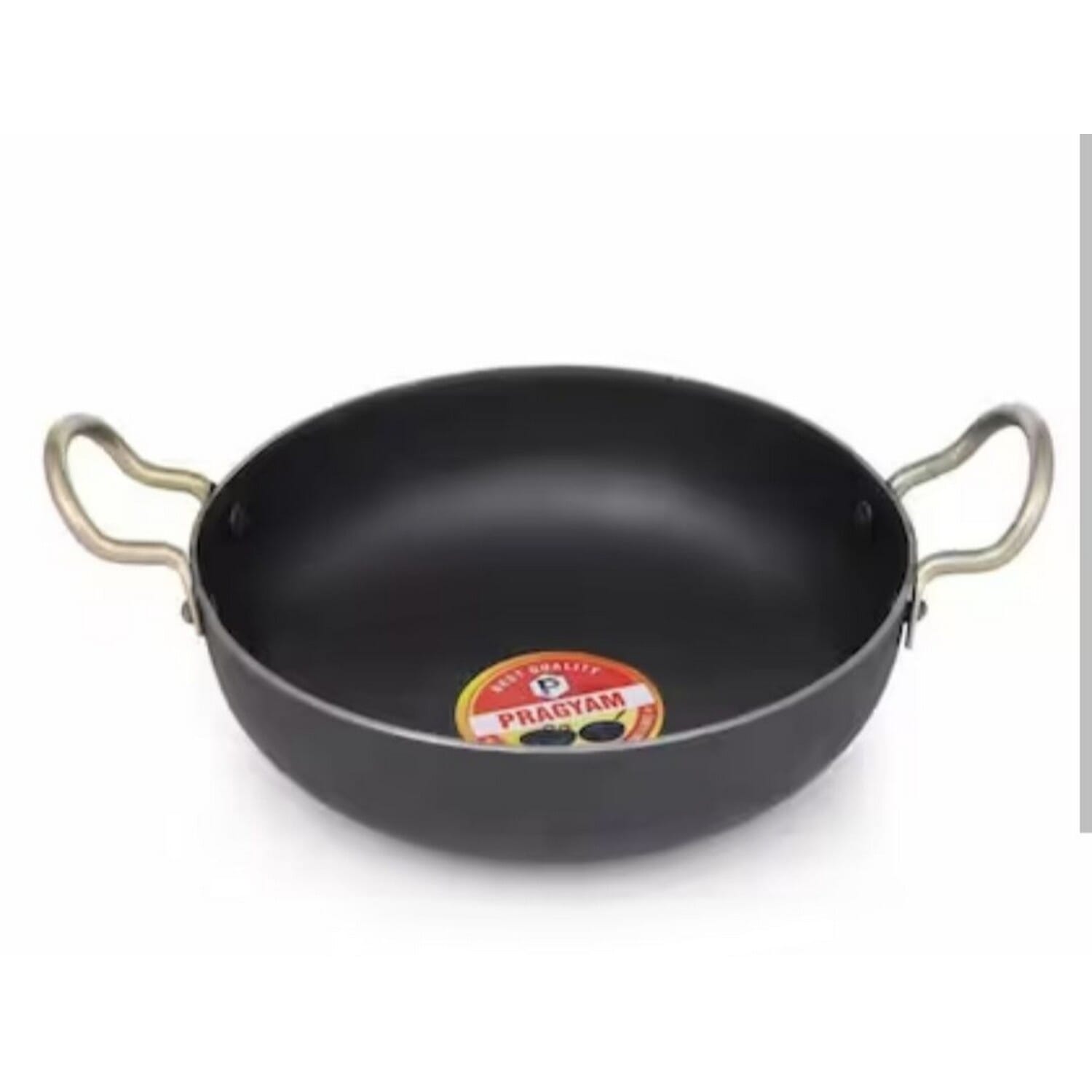  Flat Iron Kadai Induction Base 9 Inches - Black