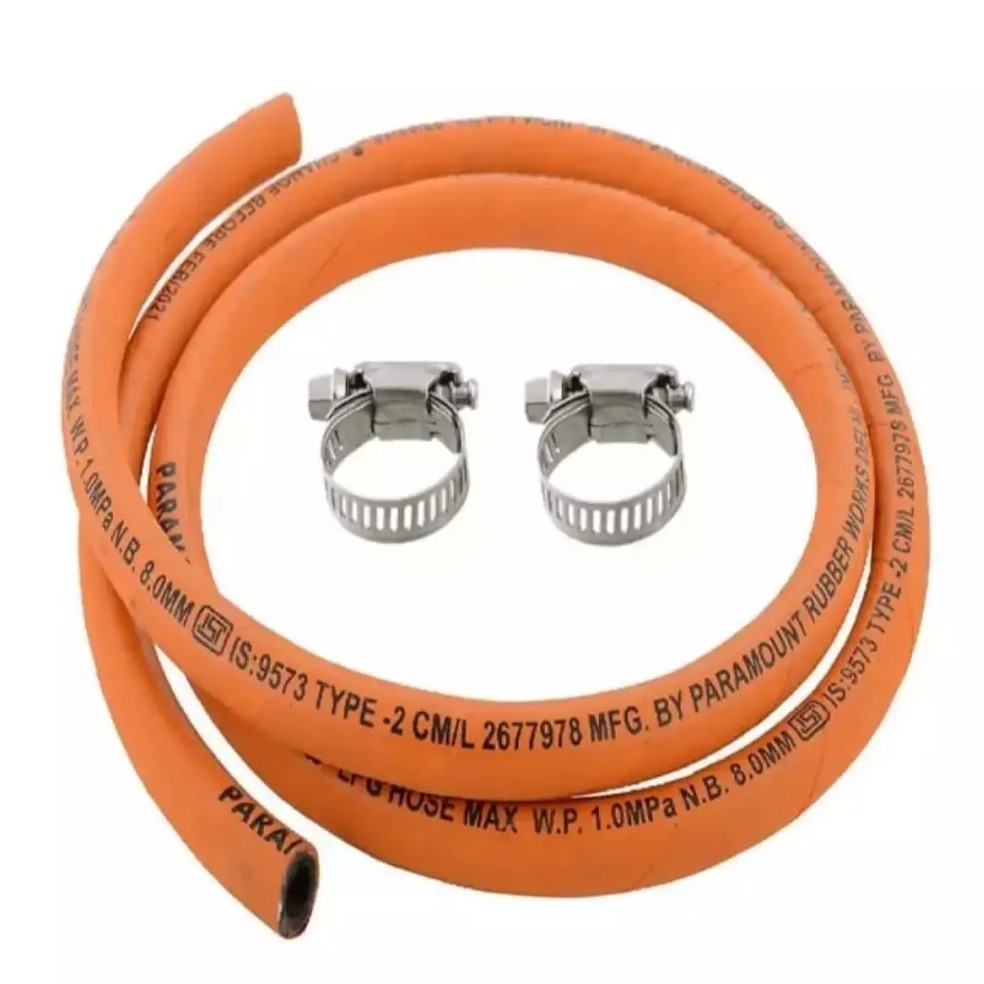Orange LPG Gas Stove Rubber Hose Pipe - 2 Meter Orange 