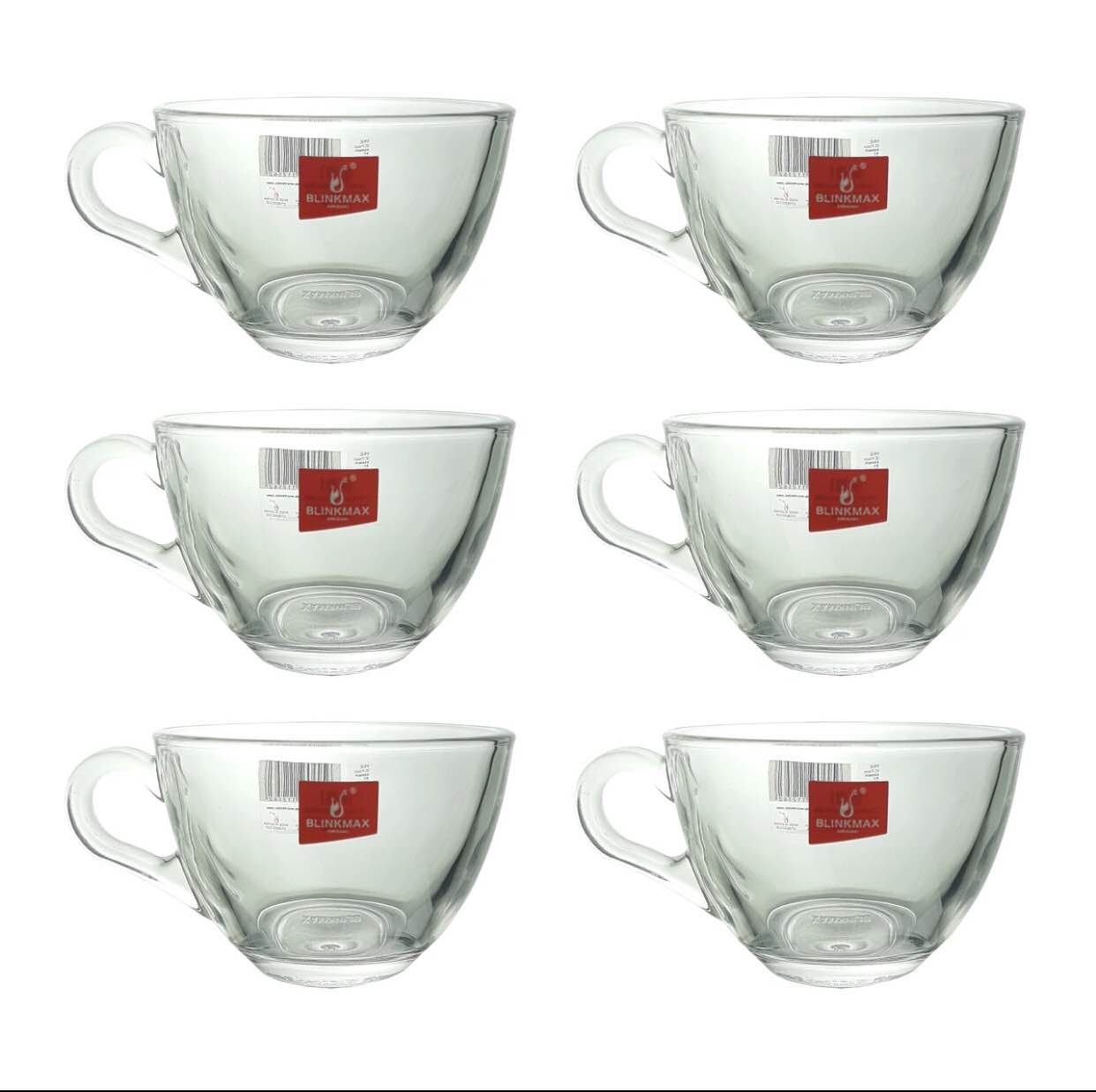 Premium Glass Coffee Latte Tea Mug Set of 6 Pieces - Silver