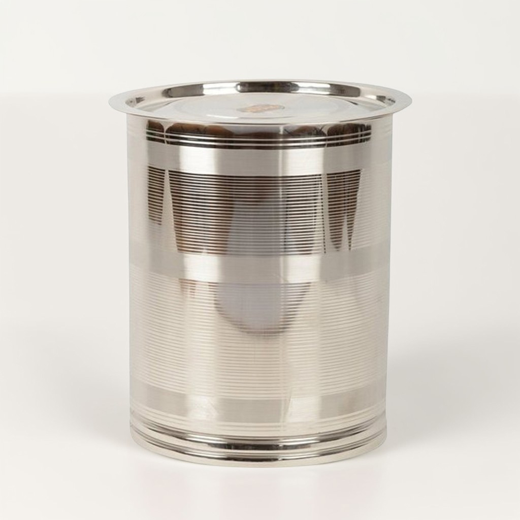  Heavy Steel Storage Drum for Rice, Daal & Flour No.1 - 10kg Silver