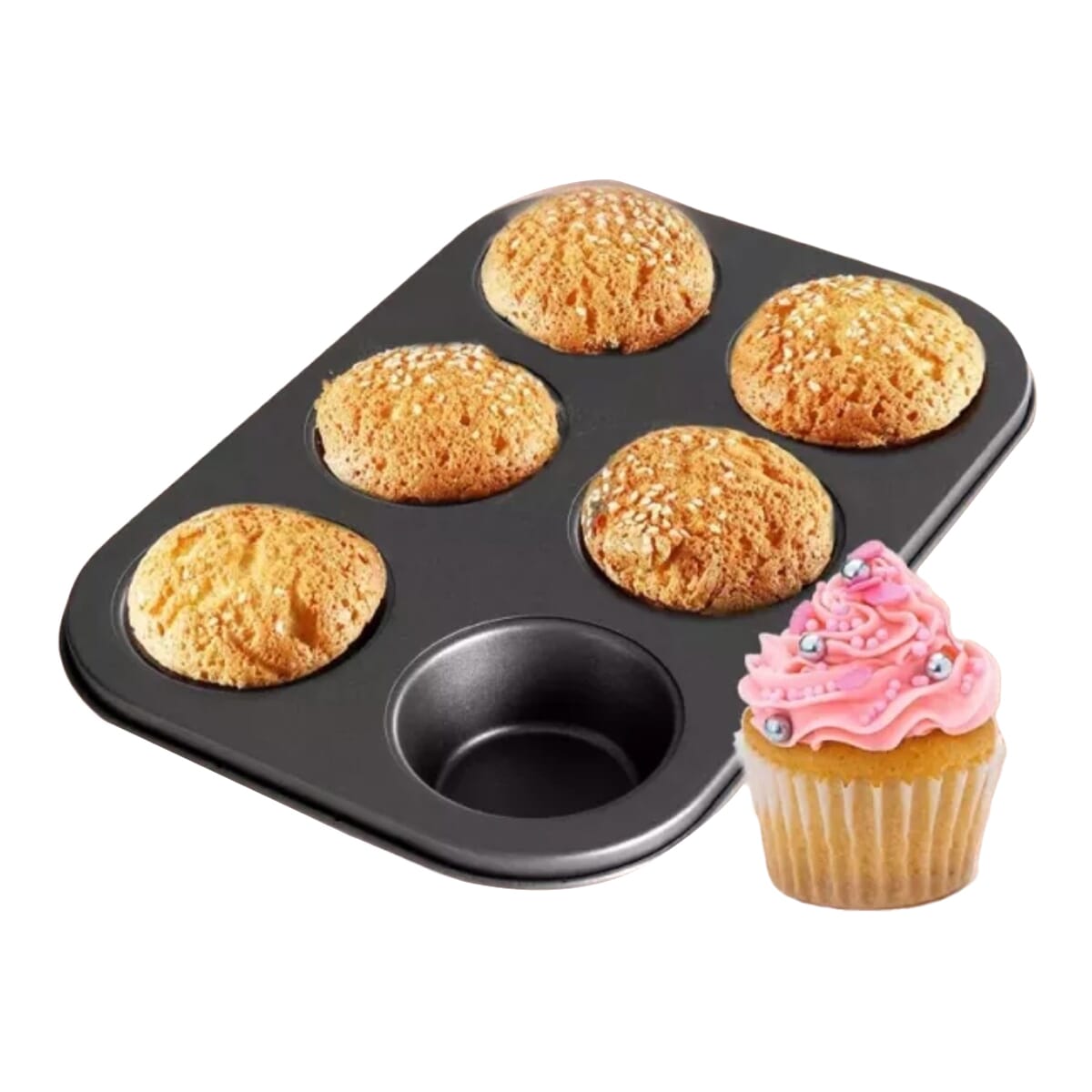 Thick Large Size Cupcake Muffin Tray - Black