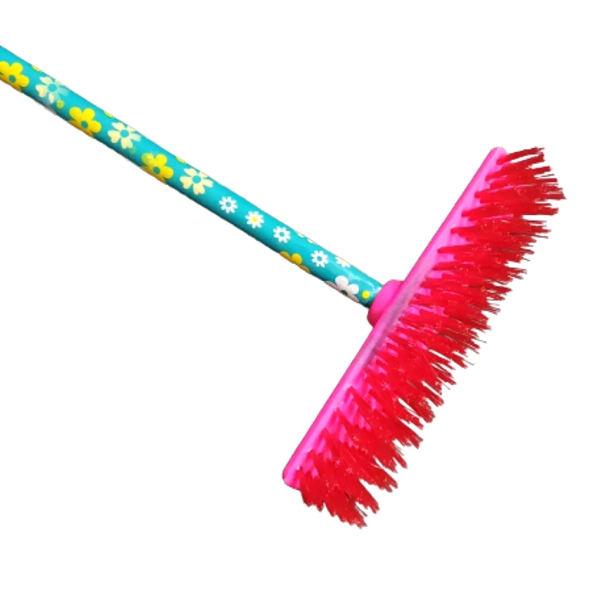 Long Handle Hard Brush for Tile & Floor Cleaning - Red