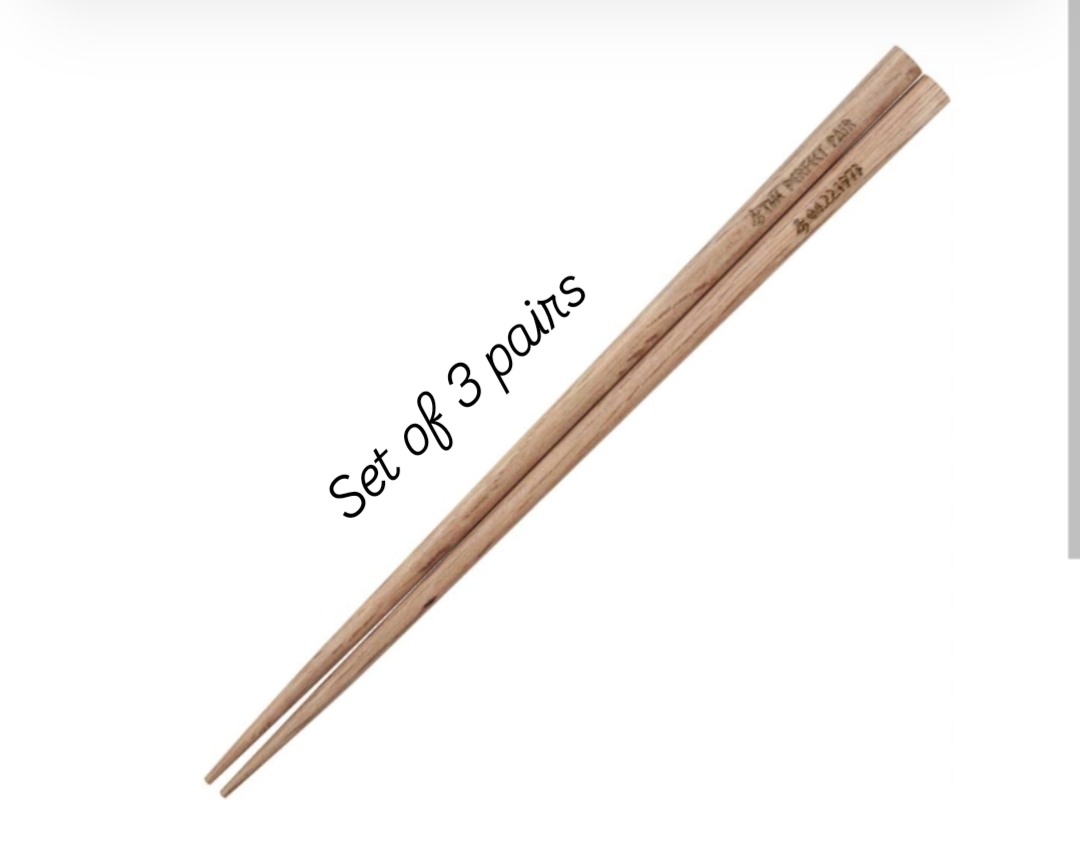 Japanese Style Natural Chopsticks Set 3 Pairs - Multicolor