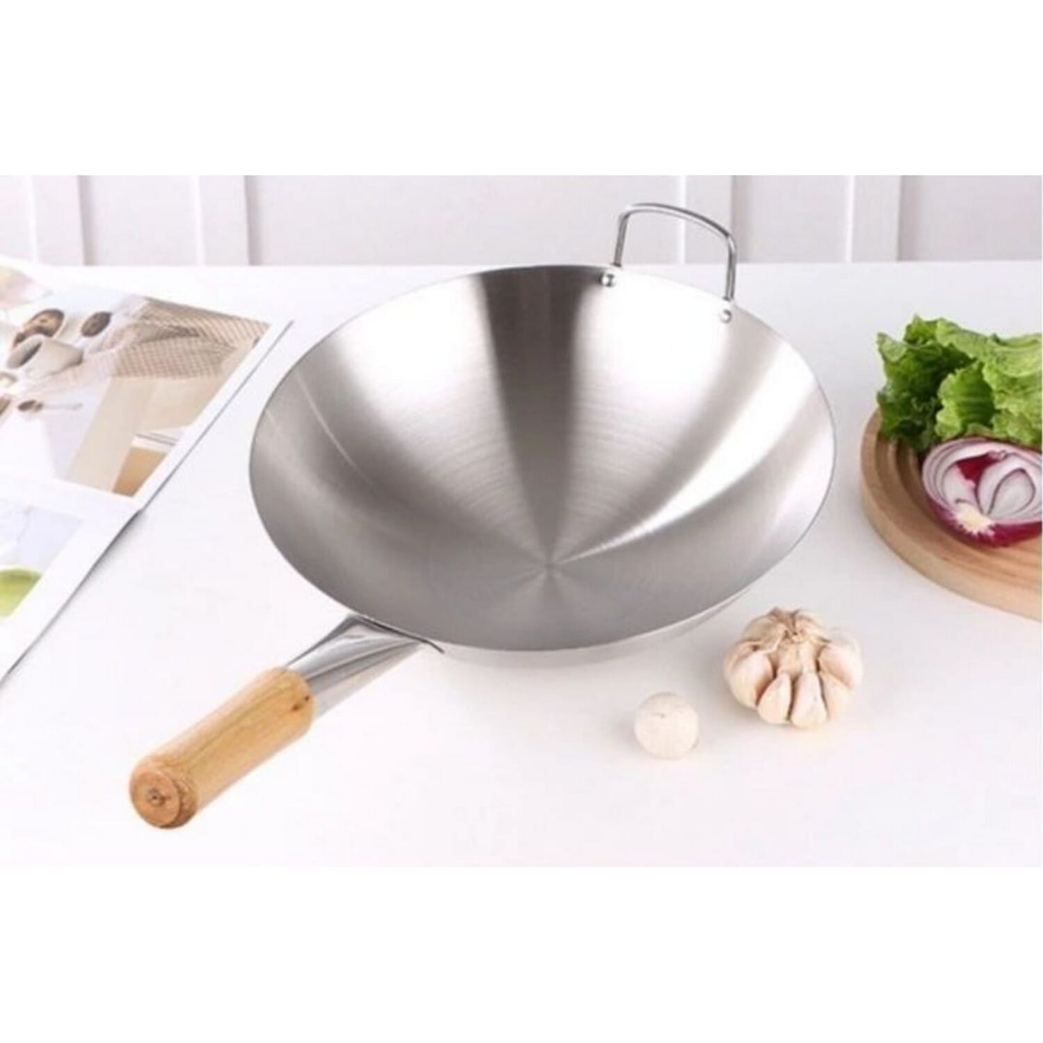 Steel Chinese Style Wok Pan for Restaurant 36cm - Silver