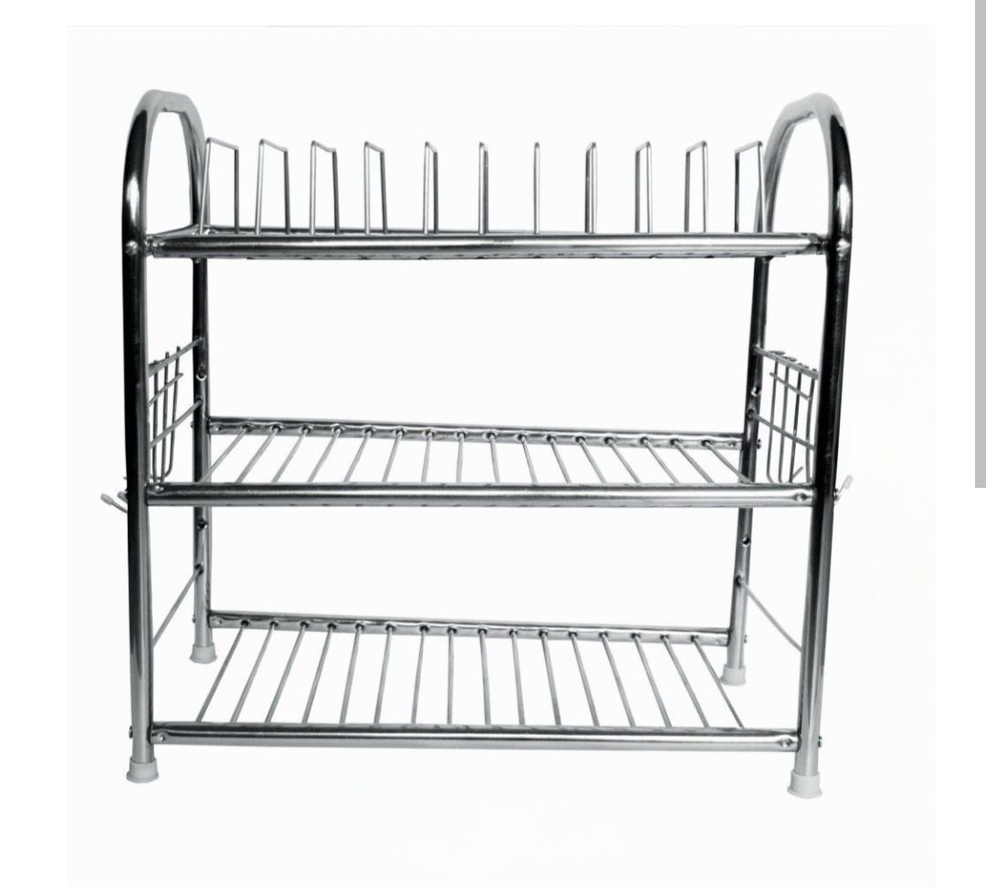 Steel Kitchen Dish Rack Medium 18×18 Inches - Silver