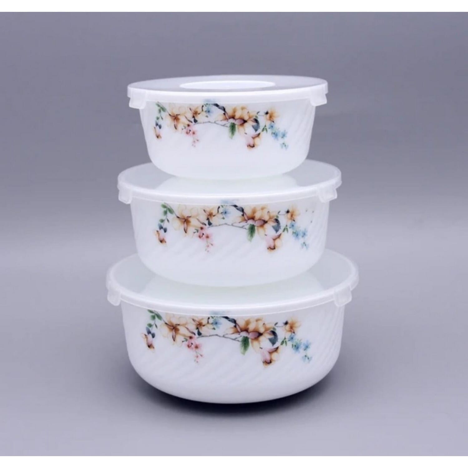 Microwave Safe Ceramic Heat Resistant Cook & Serve Bowl Set of 3 - White