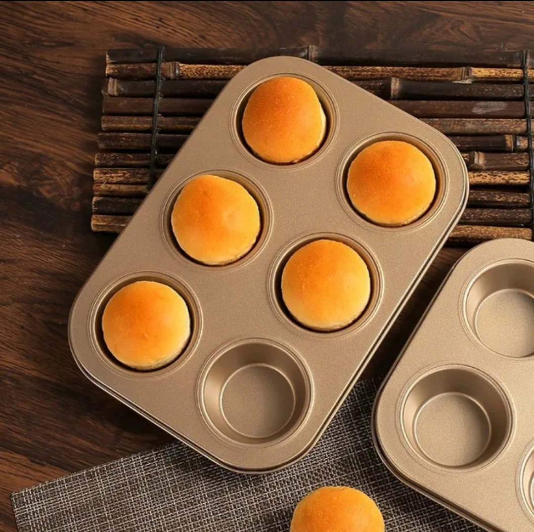 Premium Muffin Cupcake Baking Tray - Gold
