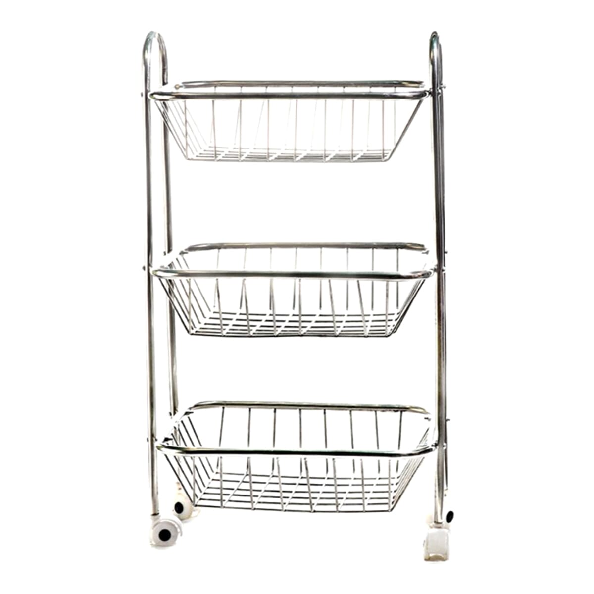 Steel Vegetable Trolley Rack Kitchen Organizer - Silver