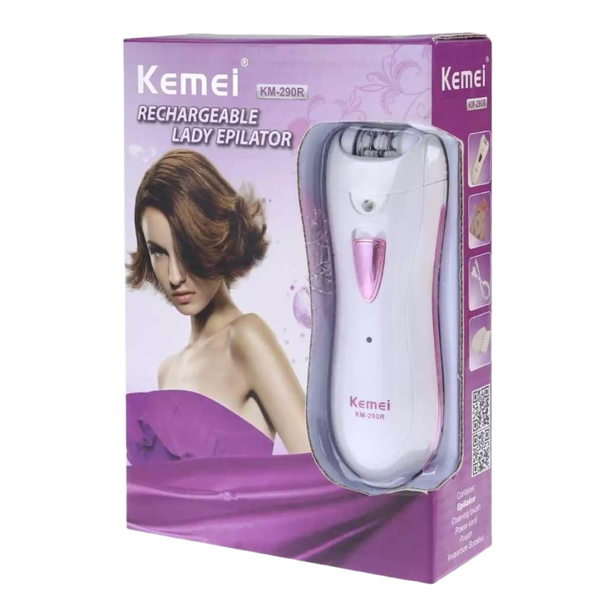 Kemei KM-290R Rechargeable Epilator Shaver - White