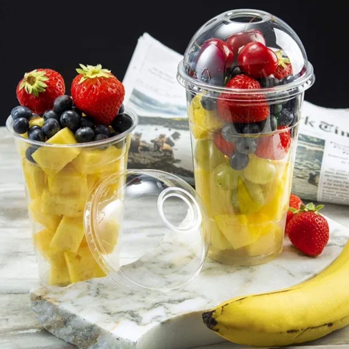Disposable Plastic Bubble Tea Cups 50 Pieces - 700Ml White
