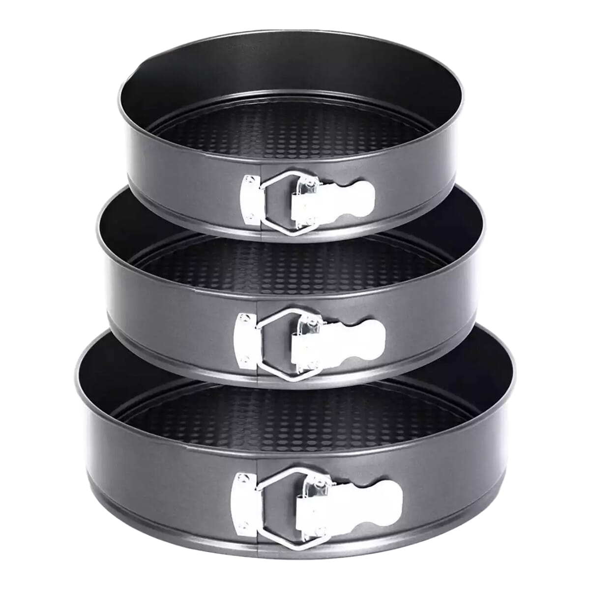 Round Springform Cake Baking Pan Set Of 3 - Black