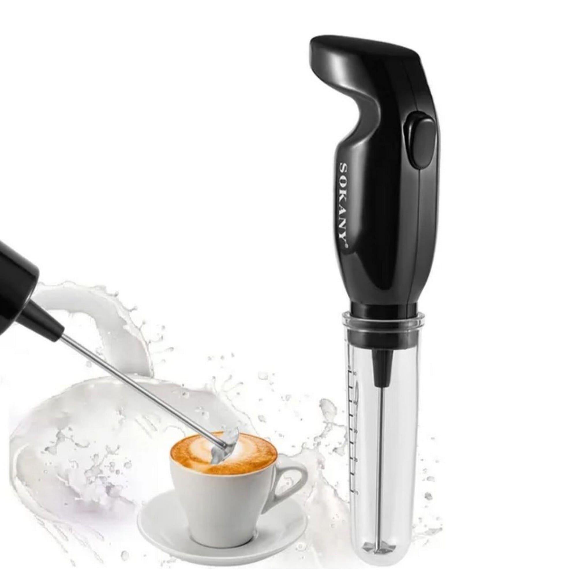 Sokany Coffee Blender Milk Frother With Measuring Cup - Black