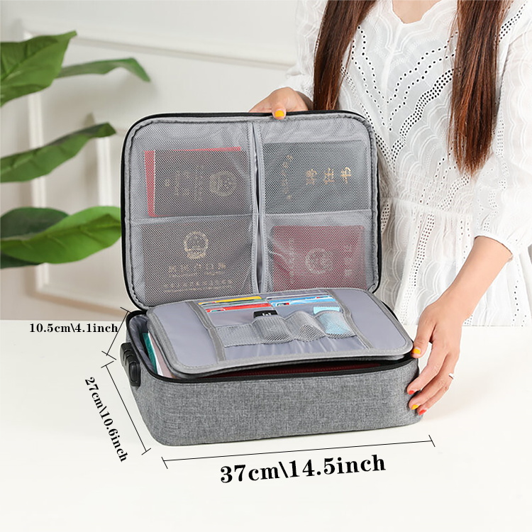 File / Document / Passport / Travel Storage Bag with Lock and Luggage Holder - Multicolor