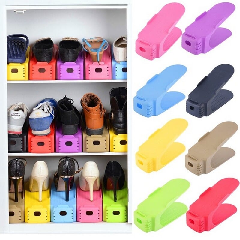 Shoes Organizer Space-Saving Plastic Storage Rack 6 pcs - Multicolor
