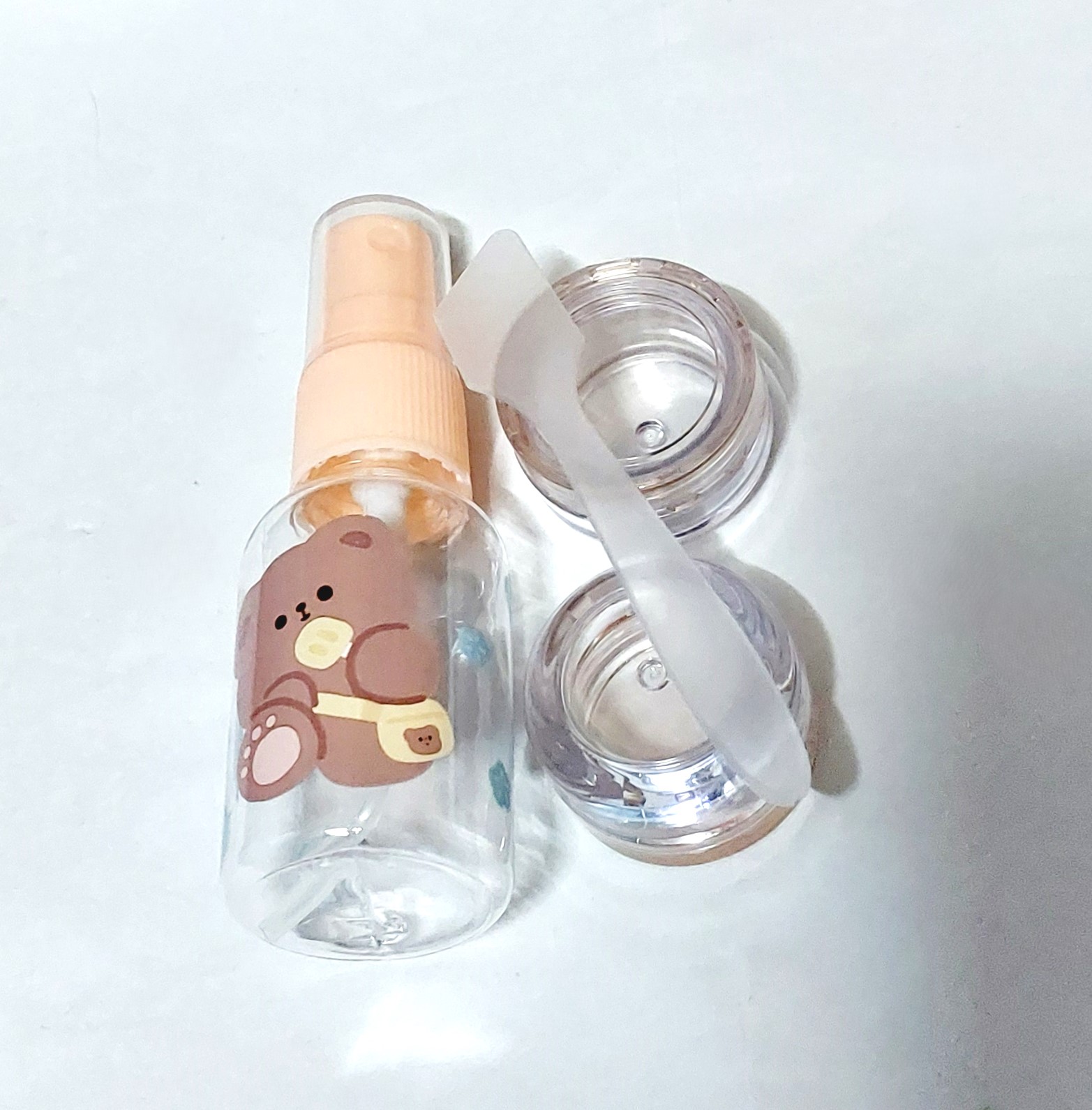 3 Pcs Travel Kit Refillable Cosmetic Bottles Set With Spatula - Multicolor