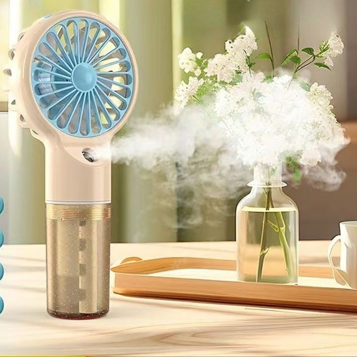 2 in 1 Portable Mini Mist Fan with Water Humidifier & USB Rechargeable Cooling - Multicolor