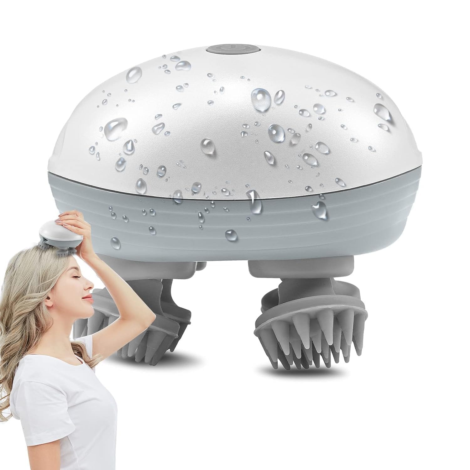 Rechargeable Electric Scalp Massager with 3 Speed Modes for Hair Care & Relaxation - Grey