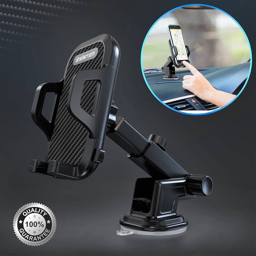 360° Rotatable Car Mobile Holder with Strong Suction Cup & One-Click Release - Multicolor