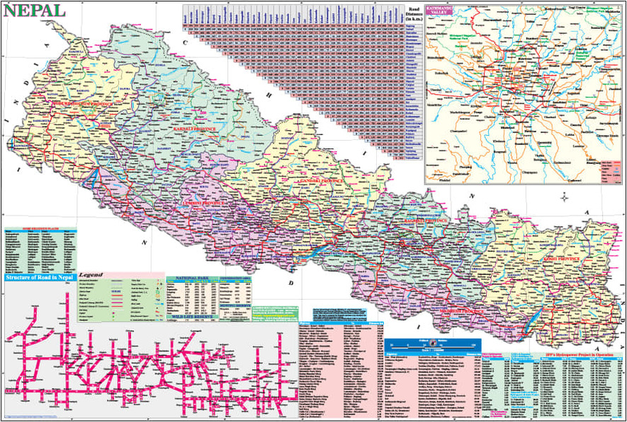 Nepal Map (Both Side Printed) (73×51 cm)