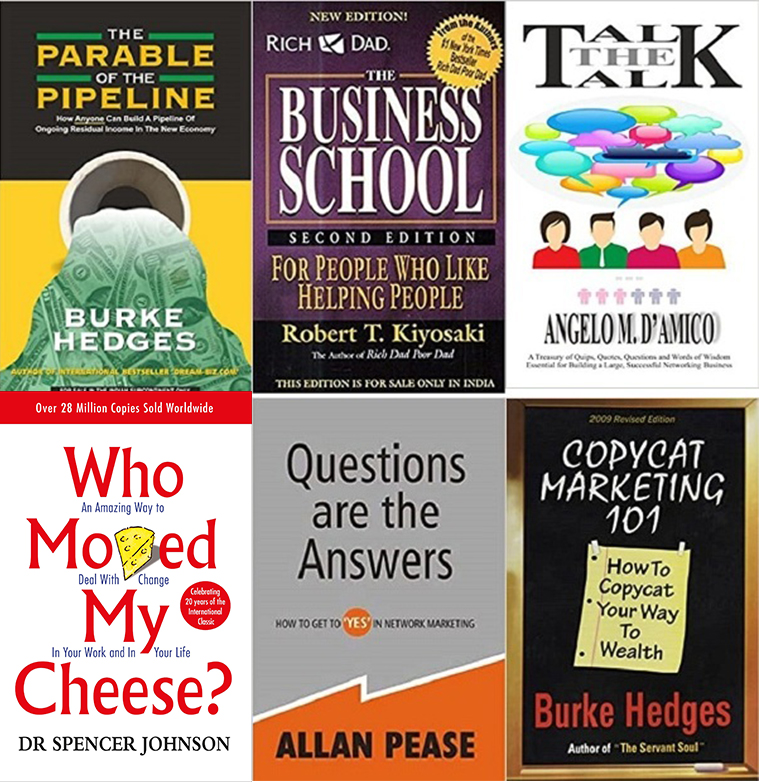 Six Book Combo Of Talk The Talk, The Parable Of The Pipeline, Who Moved My Cheese?, Business School, Copycat Marketing 101, Questions Are The Answers