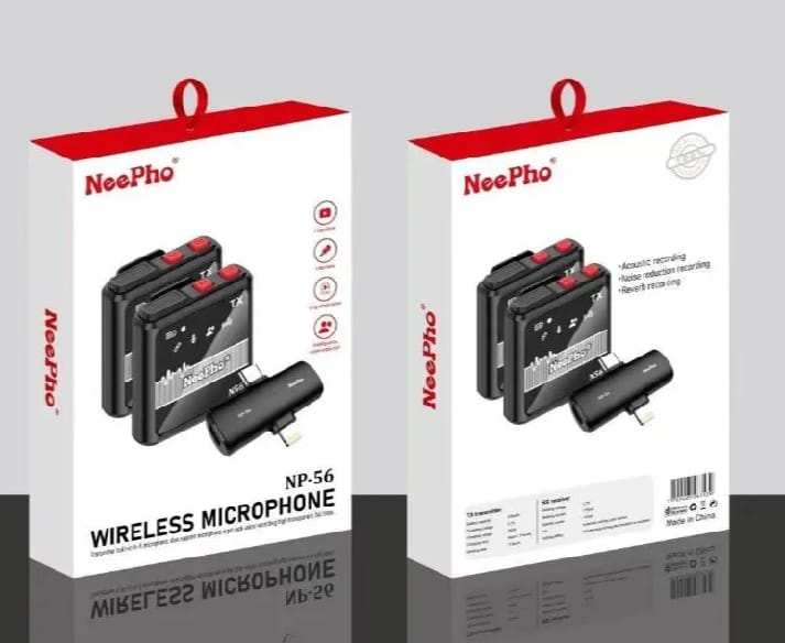 NeePho NP-56 3 In 1 Wireless Dual Microphone Set - Black