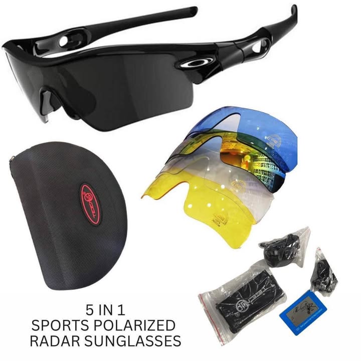 5 In 1 Sports Polarized Sunglasses Combo Set With Power Frame - Multicolor