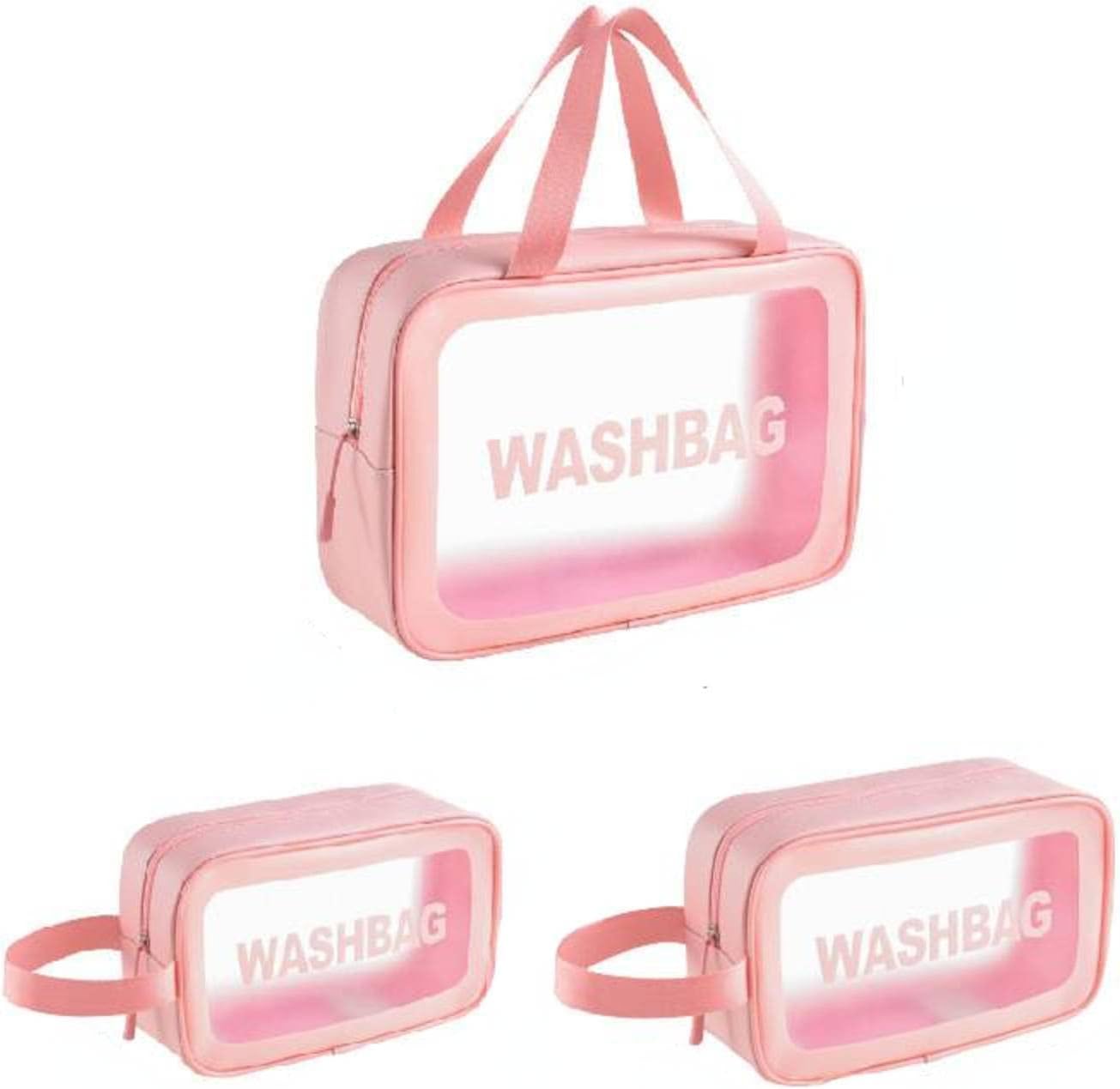 3 Pcs Transparent Cosmetic Travel Pouches – Multipurpose Makeup Organizer