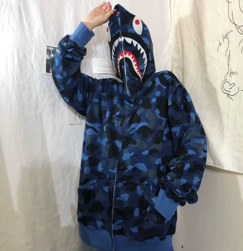 Unisex Summer Shark Zipper Hoodie