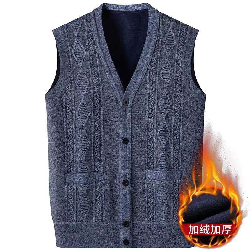 V-Neck Knitted Pullover Sweater for Men