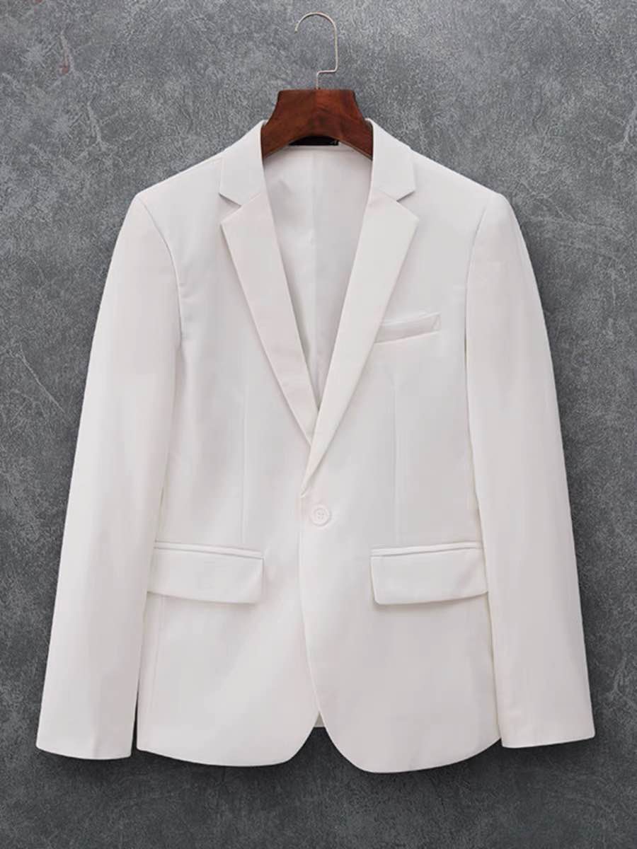 White Single-Button Formal Blazer For Men