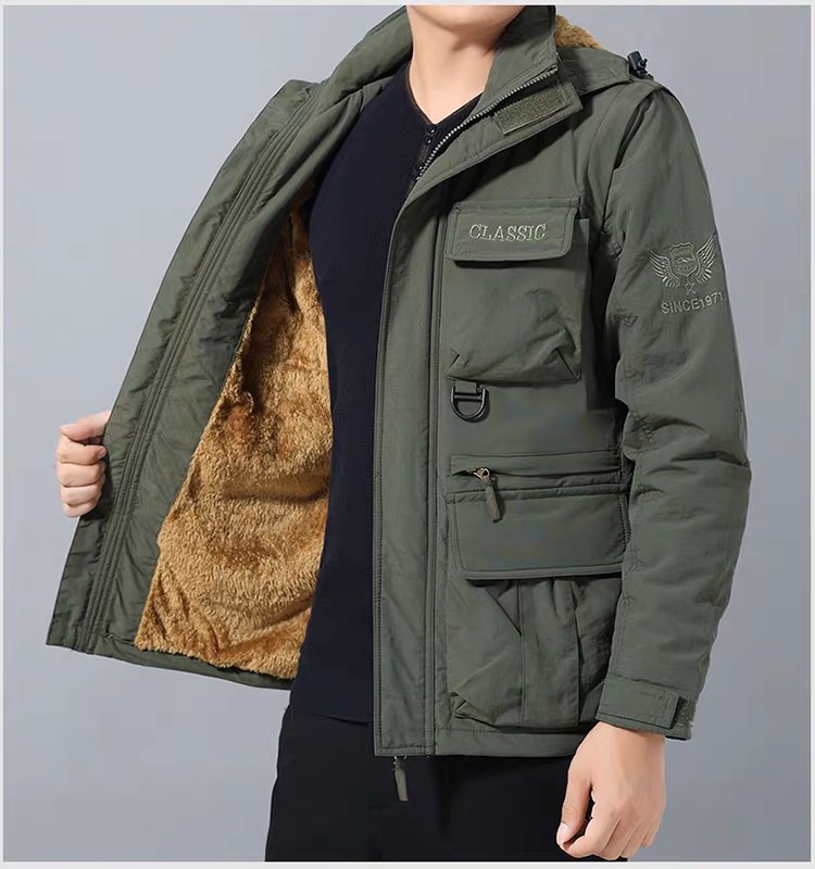 Winter Thick Hooded Zipper Jacket For Men