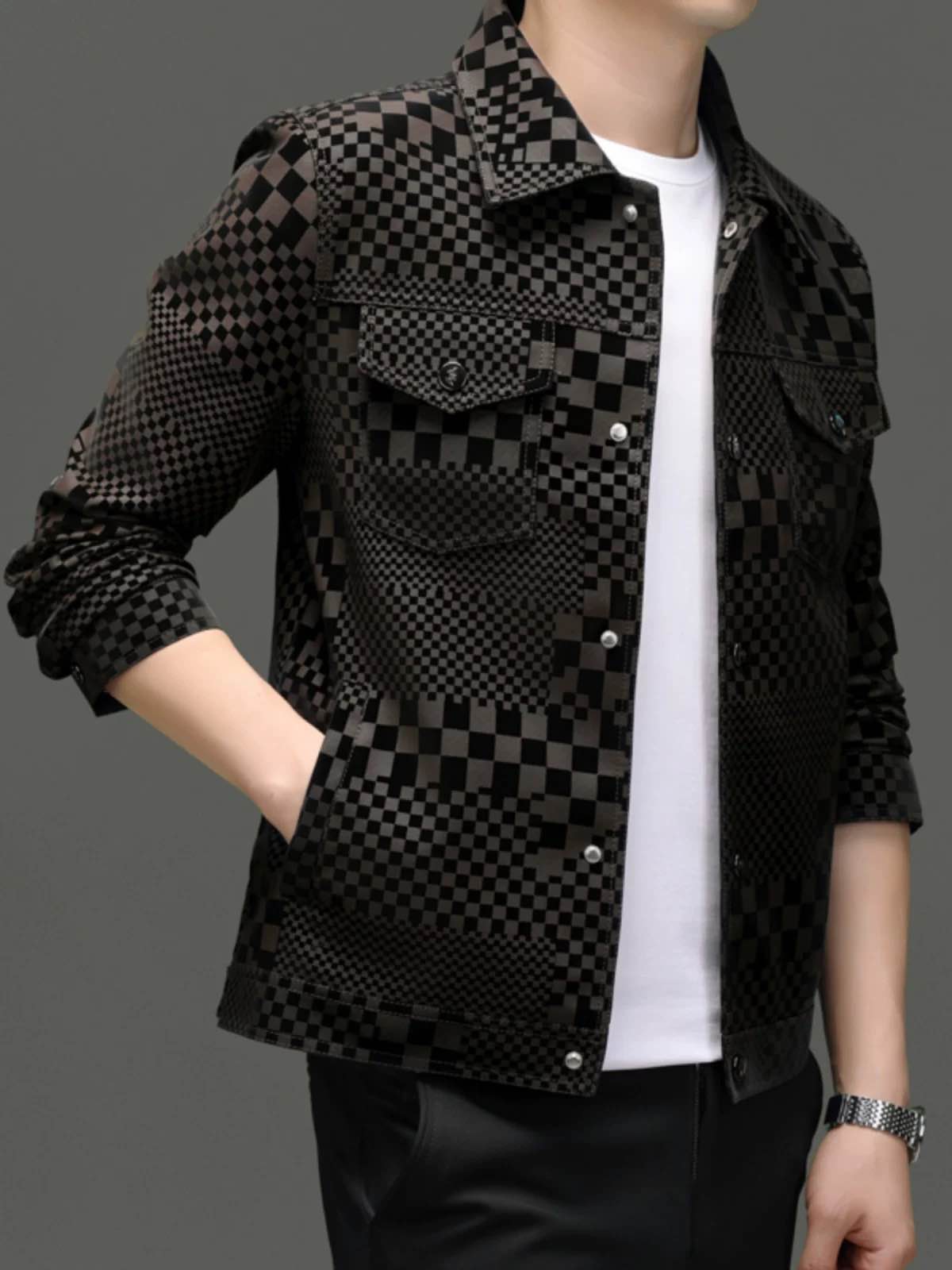 Velvet Leather Coat For Men