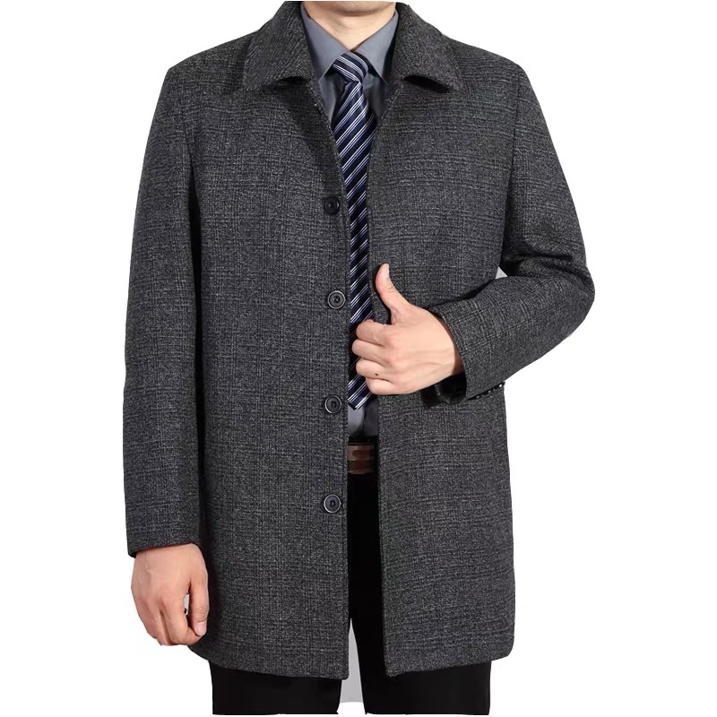 Autumn Winter Blend Trench Coat For Men