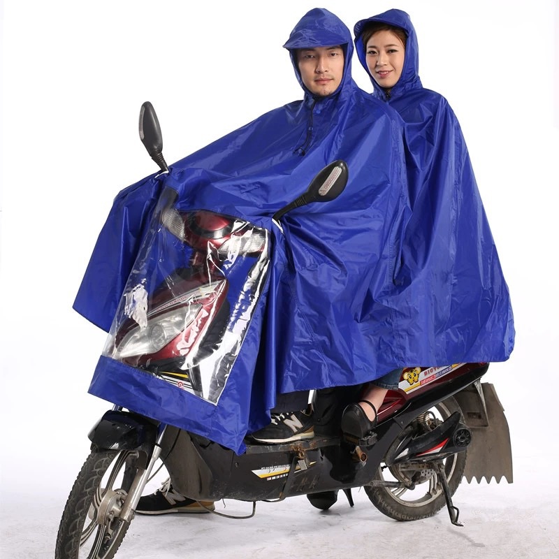  Unisex Double-Layer Waterproof Motorcycle Raincoat - Blue - Freesize
