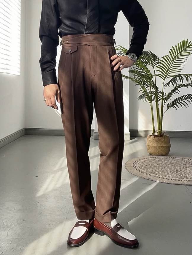 Italian Design High-Waist Gorkha Pants For Men