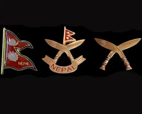 Nepali Flag Khukuri Cross Pin - Gold