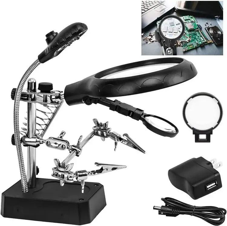 5 LED Soldering Magnifier Station- Black