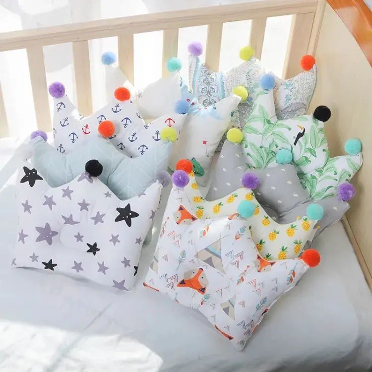 Crown Shaped Baby Head Shaping Pillow - Multicolor