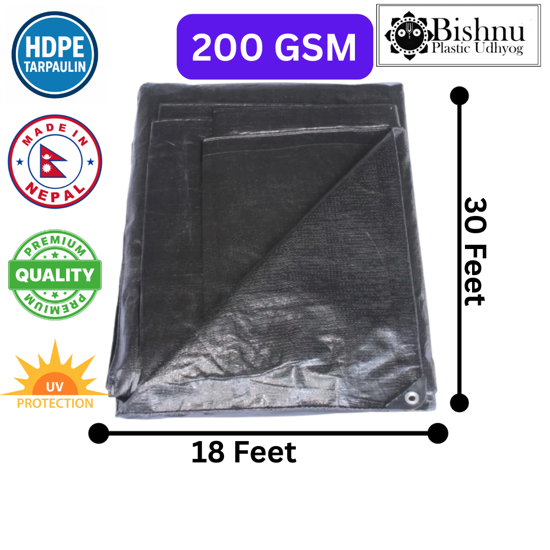 Bishnu 18x30ft Black Tarpaulin 200 GSM